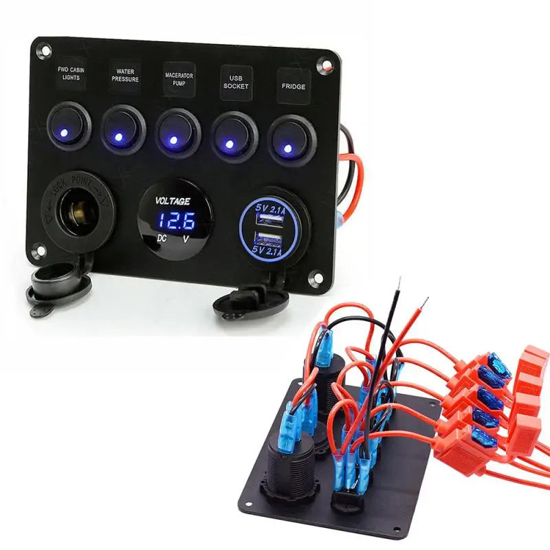 5 кнопочный Автомобильный светодиодный кулисный выключатель панель цепи