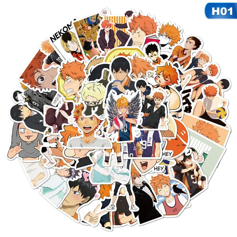 

50Pcs/Set Decal on Guitar Suitcase Sticker for Haikyuu!! Japanese Anime Laptop Motorcycle Car Bike Waterproof Decorative Sticker