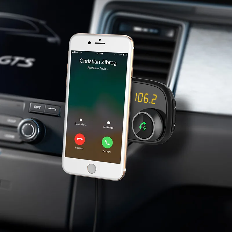 

Car Bluetooth FM Transmitter with Magnetic Phone Holder QC 3.0 Charging MP3 Music Player FKU66