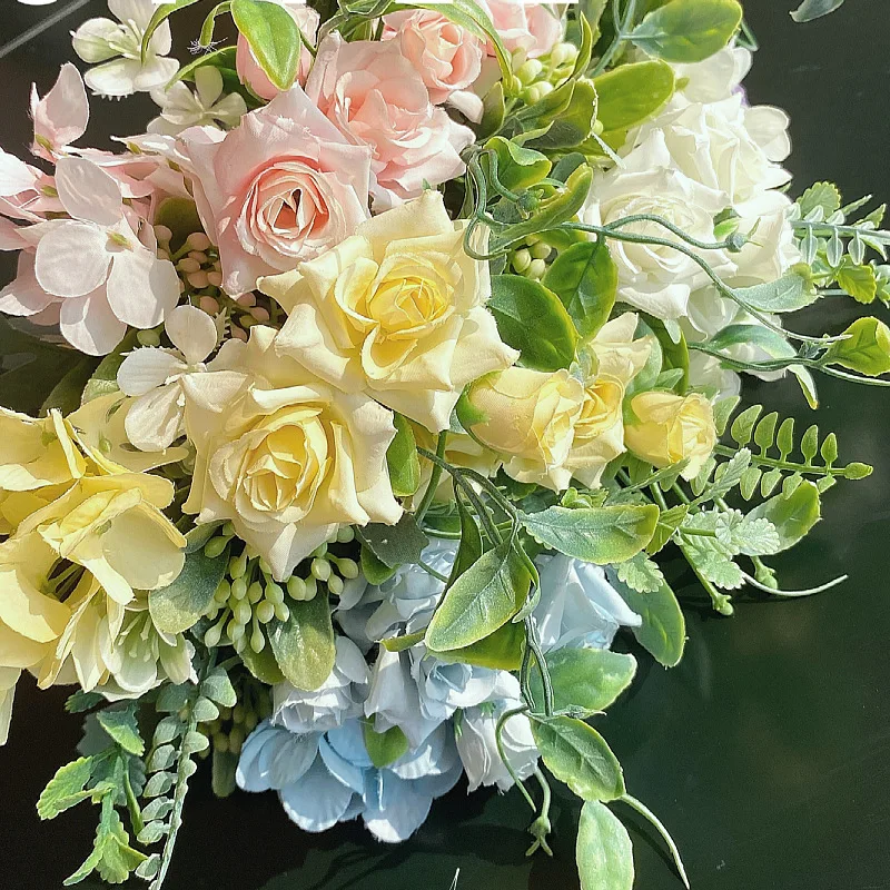 

Lower Head Silk Hydrangea Artificial Flower White Wedding Flowers Small Bouquet Fake Flower Party DIY Decoratio