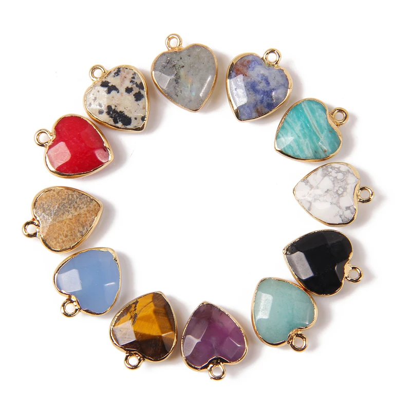 2 шт. натуральный камень тигровый глаз аметистами кулон сердце Форма