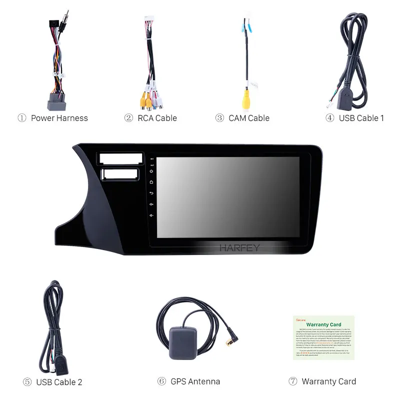 Мультимедийный плеер Harfey 2Din 9 дюймов Android 8 1 GPS для Honda City 2014 2015-2017 поддержка LHD