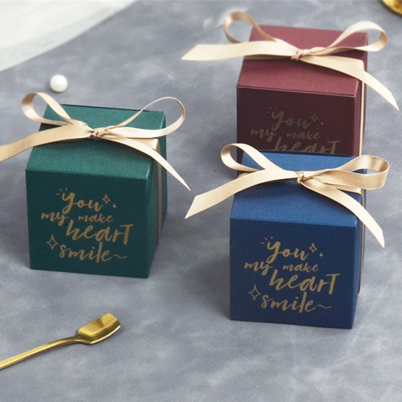 

10/25 шт. карамельного цвета с бантом коробки, свадебные сувениры и подарки коробка вечерние поставки Baby Shower Бумага шоколад Коробки посылка с ...