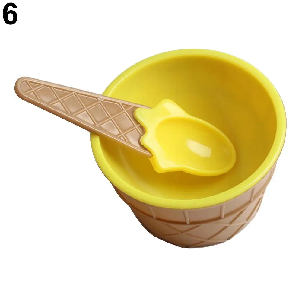 

Cute Baby Ice Cream Bowl+Spoon Dishes Candy Color Bowls Spoon Reusable Bowls Summer For Kids Children Dessert Ice Cream Cup tool