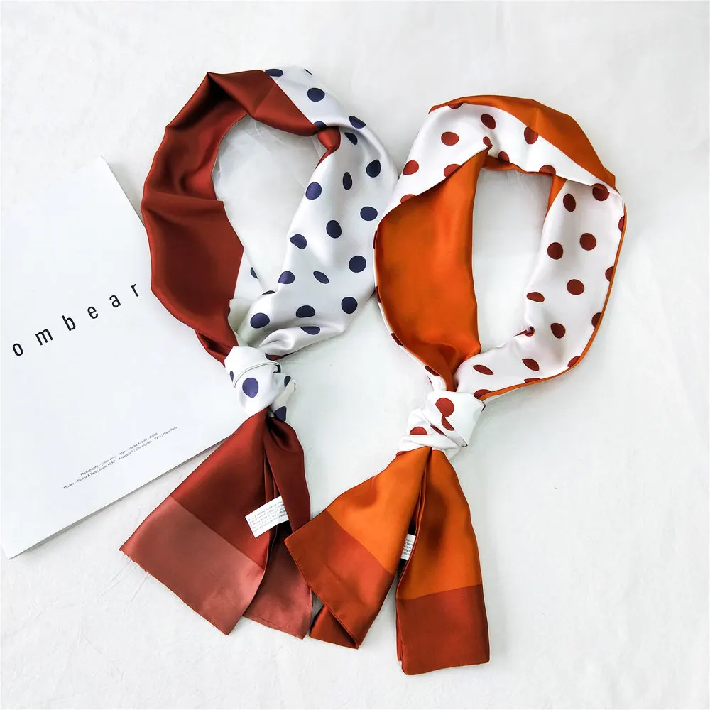 

HOT Mid Length Silk Long Scarf For Women Spring Autumn Printing Korean Joker Scarfs Women's Neckchiefs Hair Bags Ribbons Belt