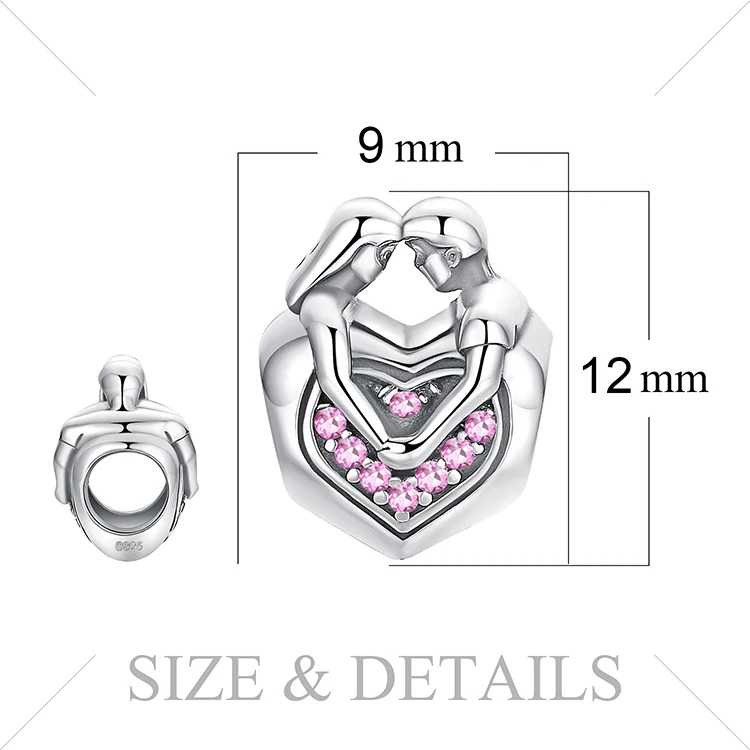 JewelryPalace верной любви Искусственный розовый сапфир 925 пробы серебряные бисерные Подвески Fit Браслеты Мода пара ювелирных изделий