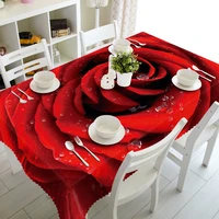 3d tablecloth europe pink red rose flower pattern washable table cloth flat bottom oxford cloth mantel mesa impermeable manteles