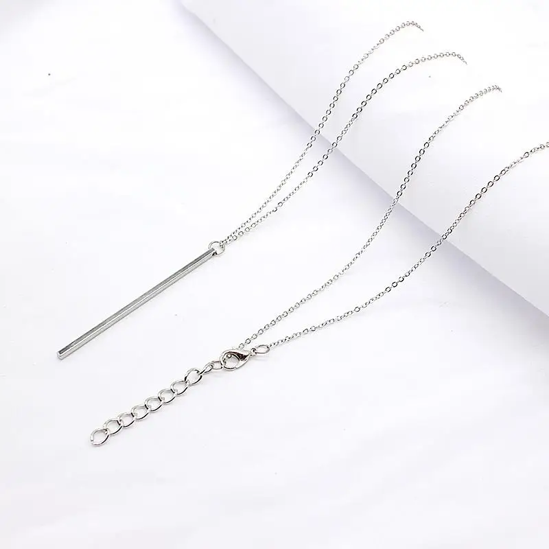 Простая длинная палка подвеска ожерелья металлическая Длинная цепочка полоса