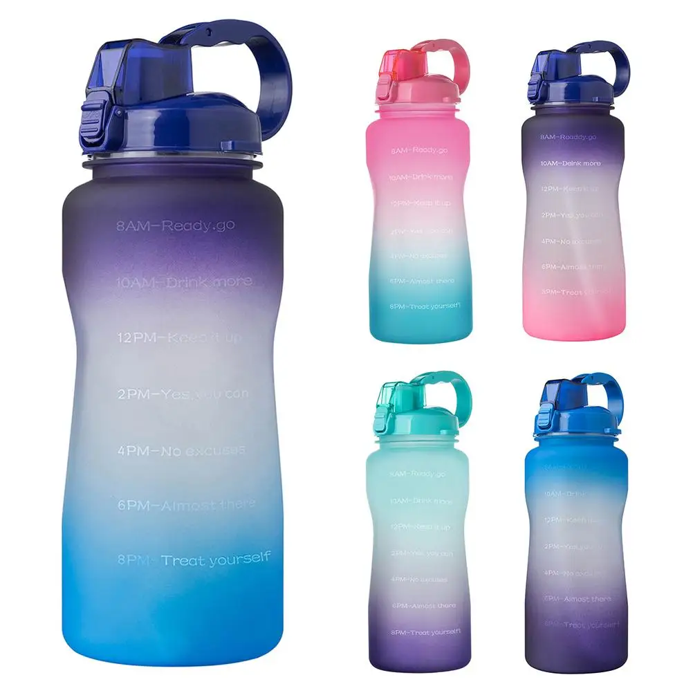 

2L Gallon Water Bottle With Straw Clear Plastic Drinking Bottles Motivational GYM Jugs BPA Free Sports Cup Camping Hiking Travel