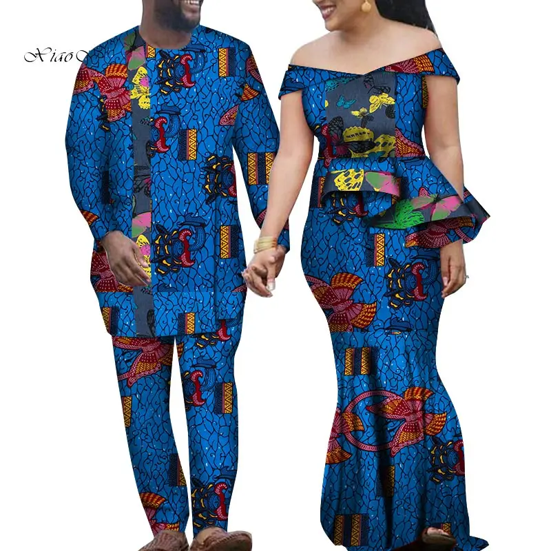 Комплект из 2 предметов Африканский Дашики одежда для пар влюбленных мужской