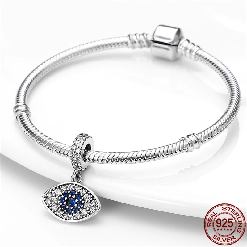 

Женский браслет из серебра 100% пробы, с голубым Цирконом