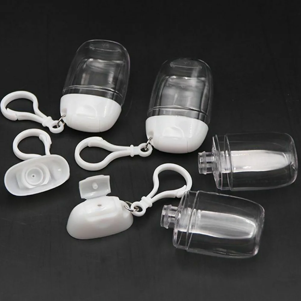 

10 Pcs/Lot 30ml Empty Bottles Hand Sanitizer Small Holder With Hook Keychain Carriers Flip Cap Reusable Portable Travel Bottle