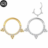 g23 titanium zircon septum clicker hoop ring nose labret ear tragus cartilage daith helix earring segment hinged jewelry