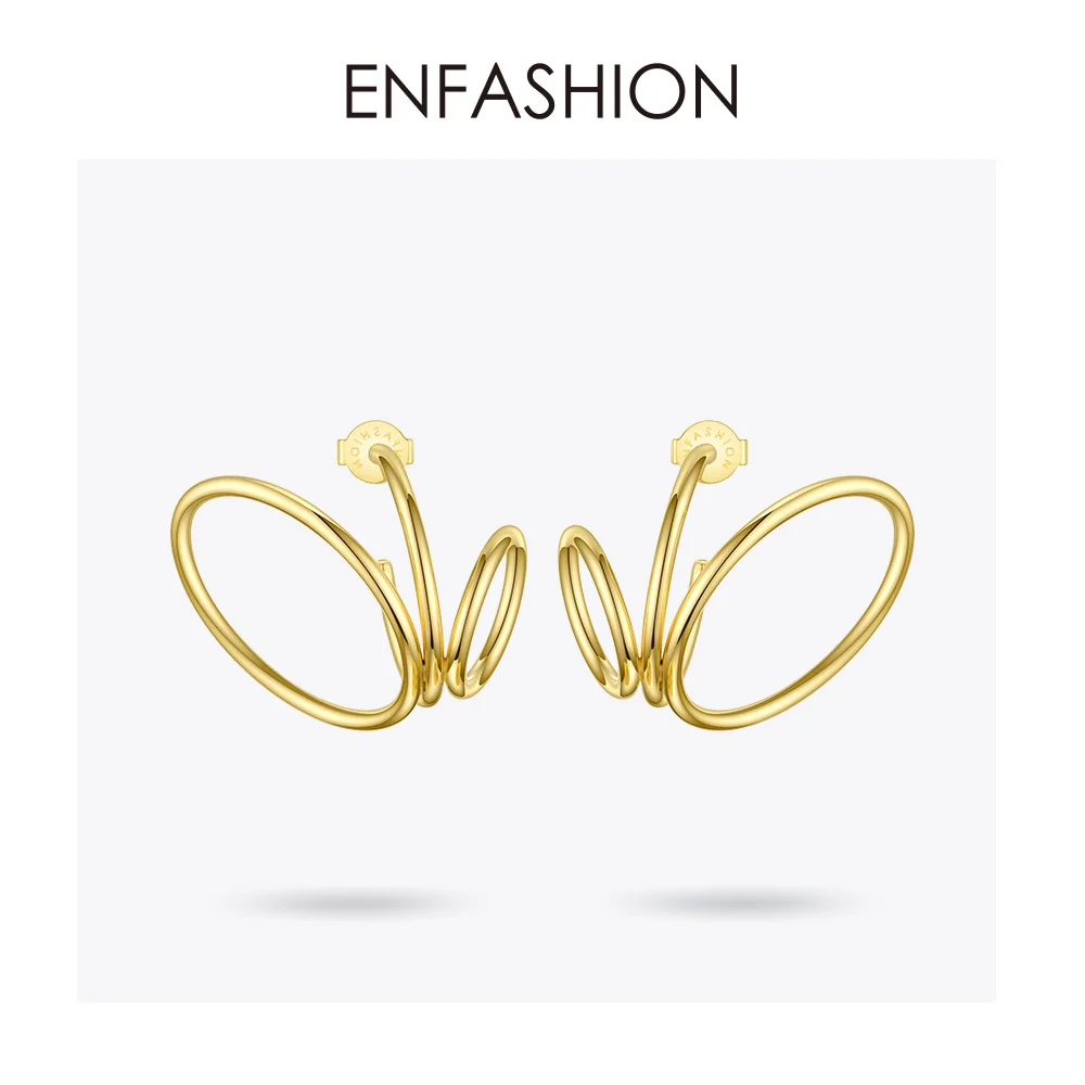 ENFASHION Многослойные Круглые серьги-гвоздики для женщин, золотые панковские геометрические серьги из нержавеющей стали, модное ювелирное изделие E191116