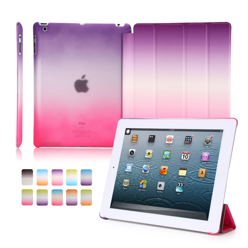 чехол для Ipad 2 3 4 Чехол красочные Радуга Smart Cover Coque IPad защитный флип + Жесткий на