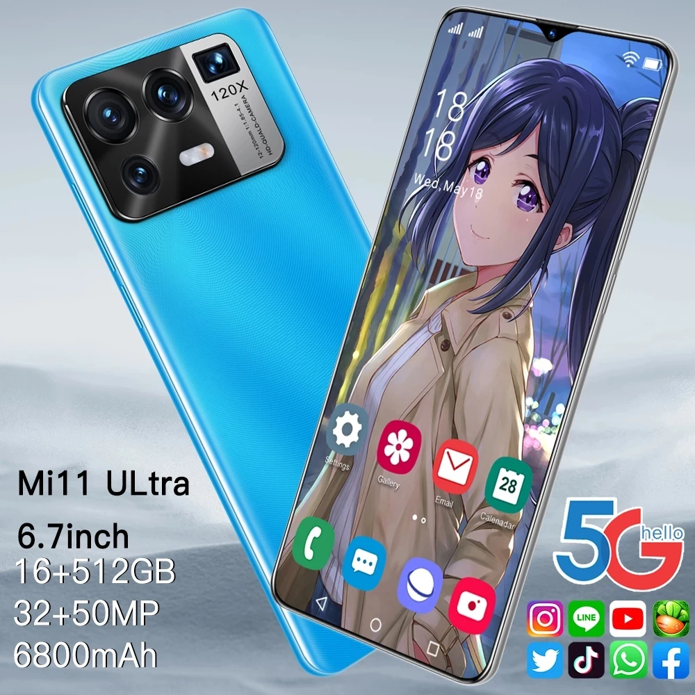 

2021 Global Version Mi11 Ultra 6.7Inch Smartphone Android11 6800mAh 16+512GB 35+50MP Face Unlock Google Android 5G Mobilephone