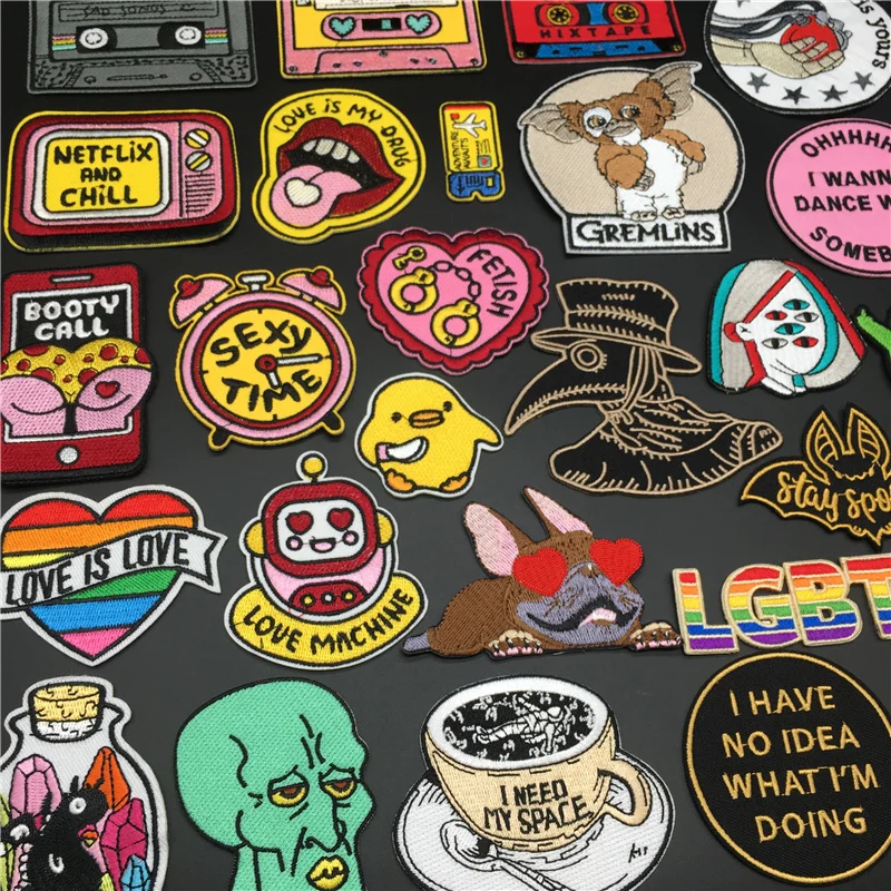 Нашивки с записью рта в виде сердца утюга нашивки для одежды патчи вышивкой