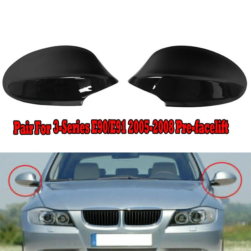 

1 пара крышка зеркала заднего вида крышки для BMW E90 E91 325I 328I 330I Седан 2005-2008 глянцевые черные боковые зеркальные крышки
