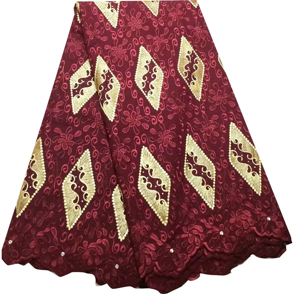 Бордовый хлопковый дизайн швейцарская вуаль кружева в Швейцарии африканская