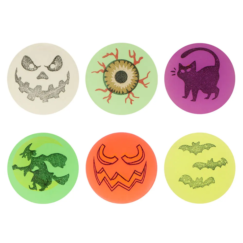 

72pcs/set Luminous Bouncing Ball Funny Toy Balls Mixed Bouncy Ball Halloween Ball Floating Bouncing Child Elastic Rubber Ball