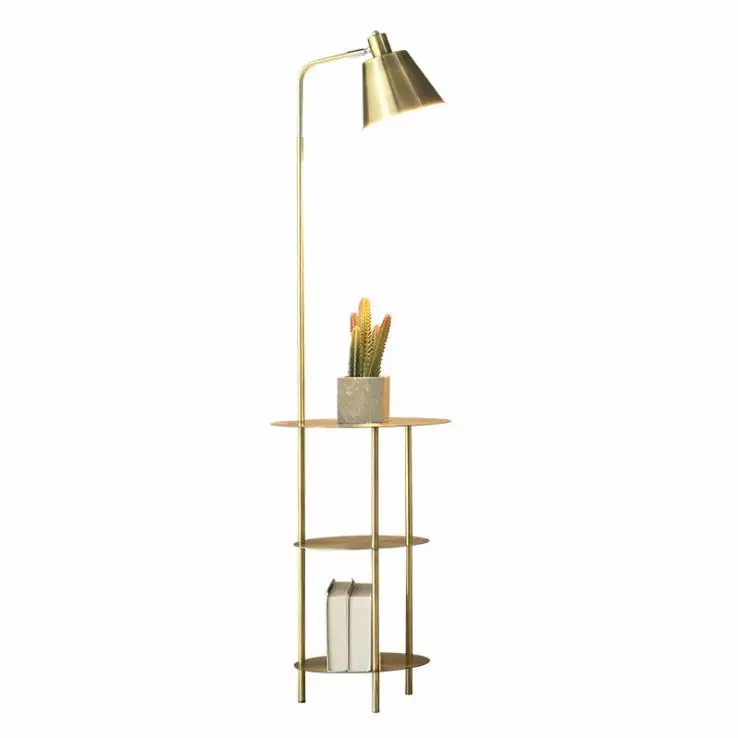 

Modern simple LED creative shelf floor lamp living room sofa bedroom bedside golden floor lamp