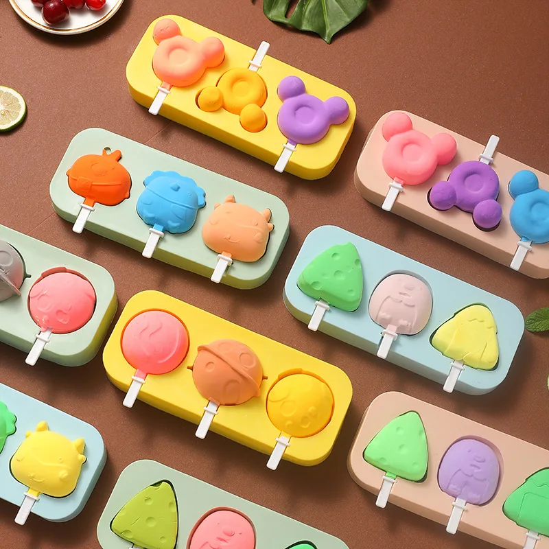 

Ice-Cream Mould DIY Ice Sucker Ice Cream Cartoon Heart-Shaped Children's Homemade Abrasive Tool with Lid and Stick