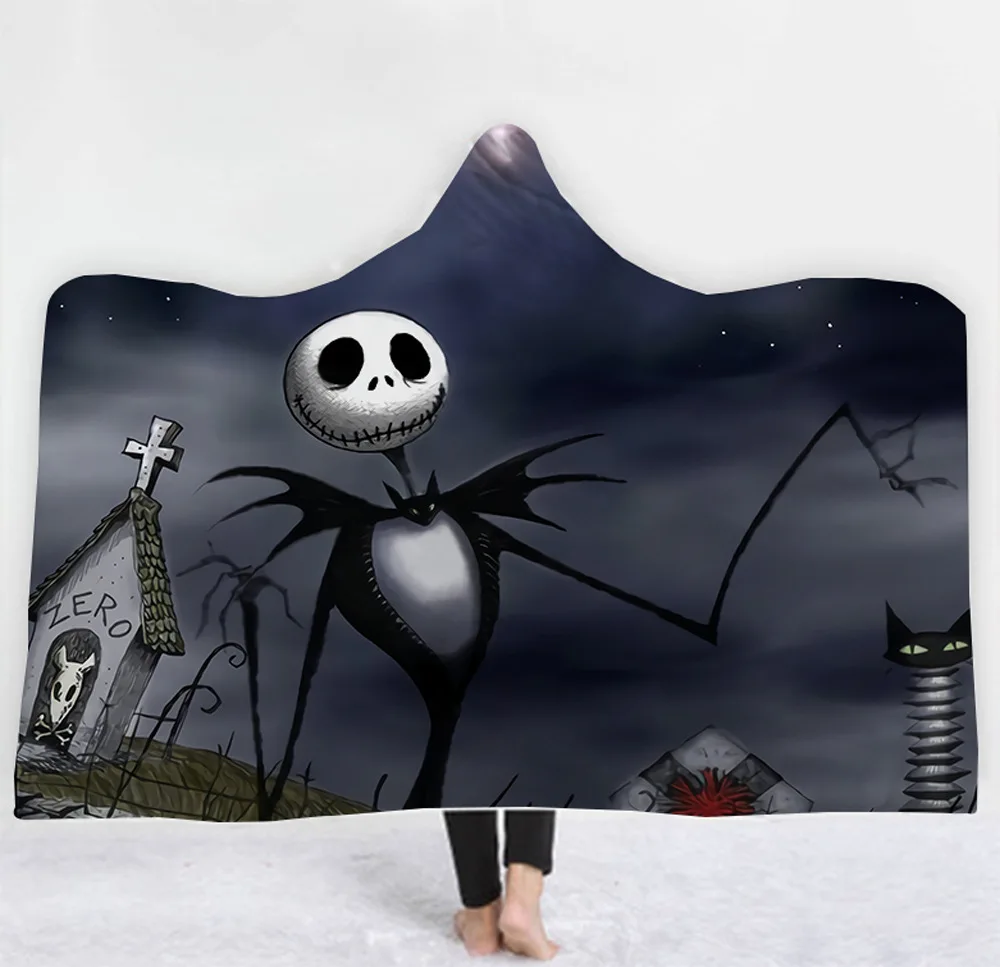 

Halloween ghost pattern Hooded Blanket Adult colorful child Sherpa Fleece Wearable Blanket Microfiber Bedding style-4