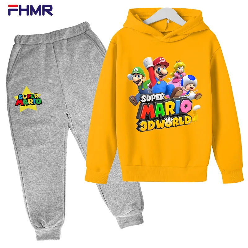

New Children's Clothing For Boys And Girls Long Mario Casual Suit Baby Retail Children's Clothing Tracksuit Toddler Clothes