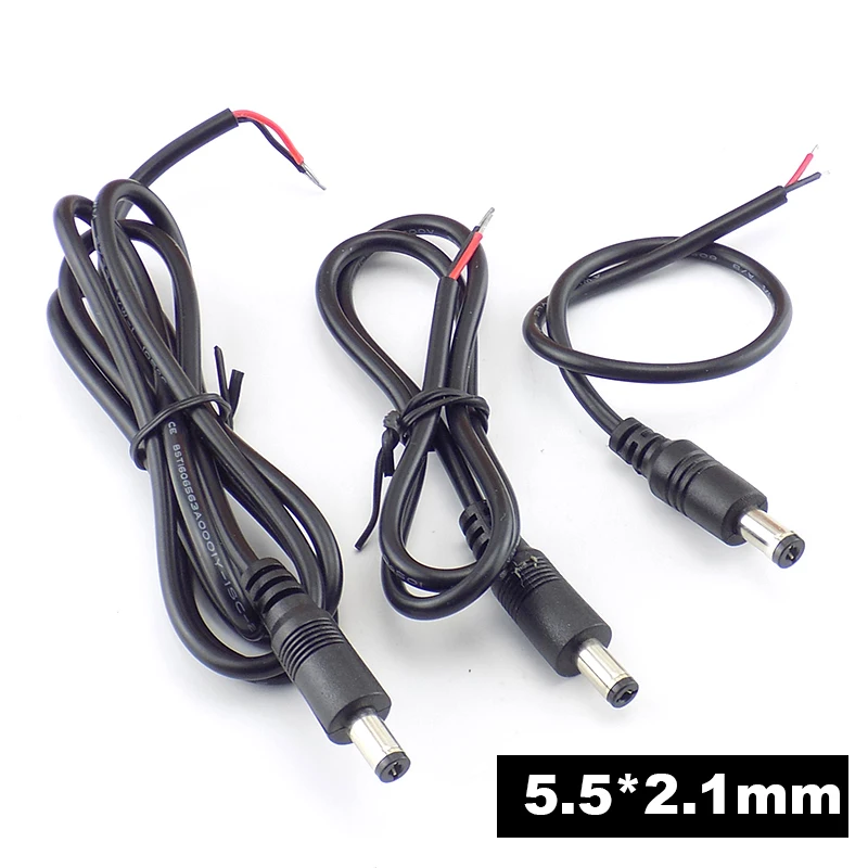 

0.25M/0.5M/1M DC Power Supply Cable Extension 22AW 12V 3A 5.5*2.1mm Connector Male Plug for CCTV Camera LED Light Strip