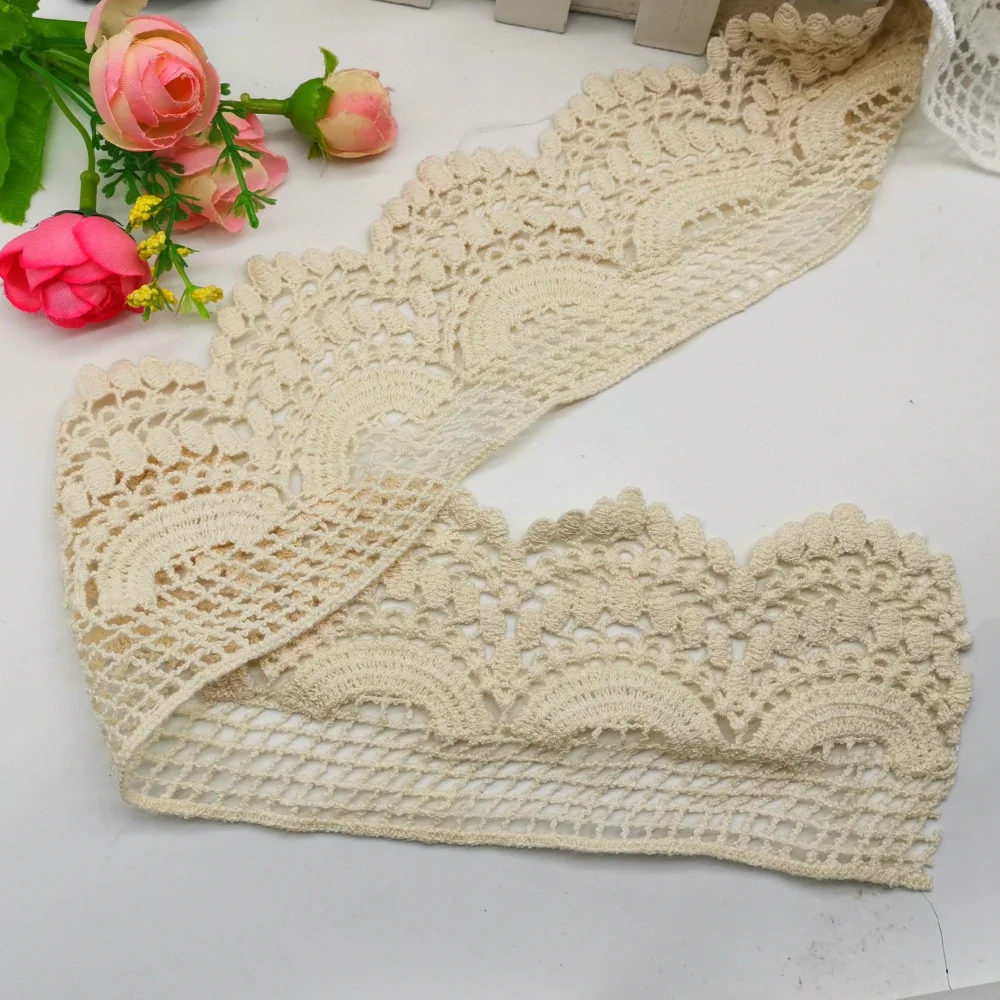 Water Soluble Lace Cotton Embroidery Applique Trim White and black Eyelet 8.5 cm | Дом и сад