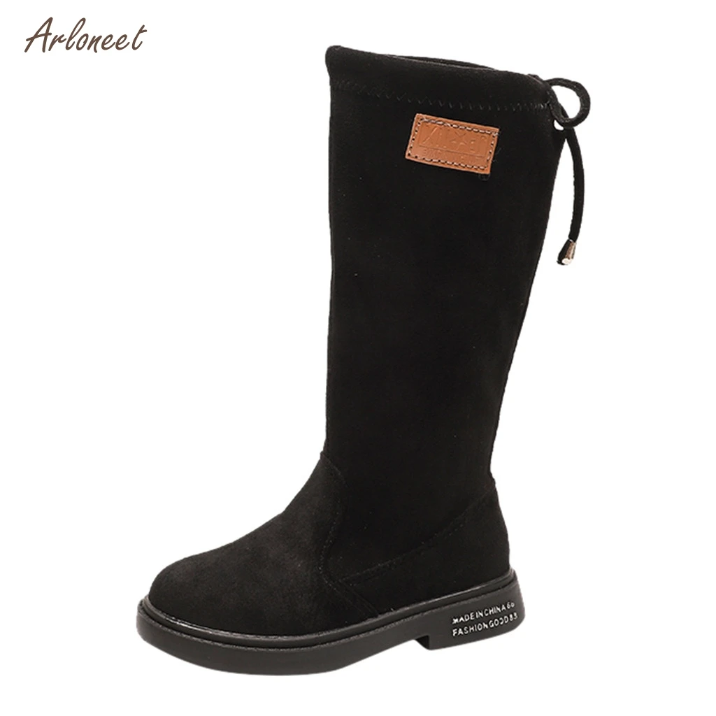 Осенне зимняя модная однотонная Уличная обувь из флока для маленьких девочек