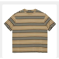 mens 2021 summer round neck fashion stripe cotton retro loose short sleeve t shirt