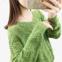 loose pullover sweater women hollow sweater 2021 winter ribbed fashion jumper tops female casual ladies sweater new pull femme