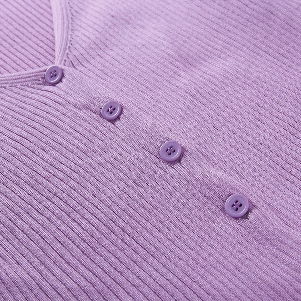 

Women Autumn Solid Knitted Sweater Long Sleeve Sexy V-neck Button Crop Cardigan Sweater Slim Bodycon Loungewear Ladies 2020