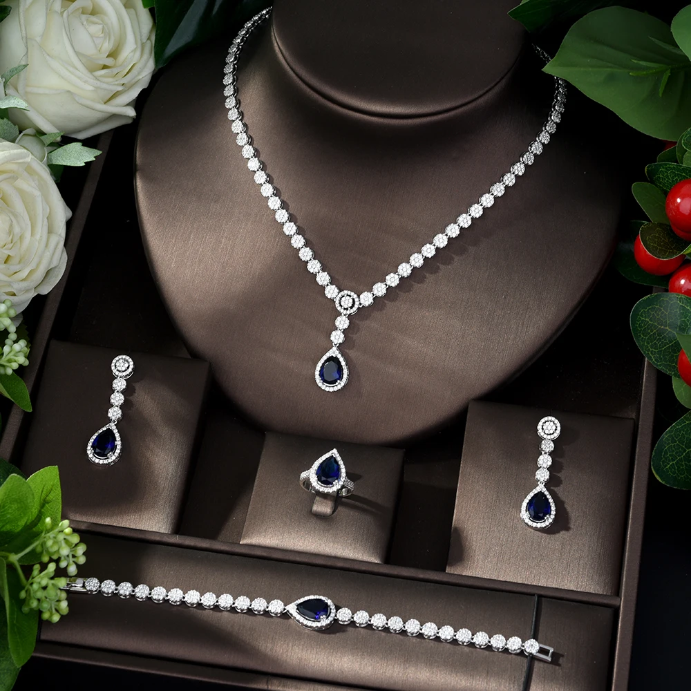 Комплект свадебных украшений HIBRIDE с фианитом 4 шт. | Украшения и аксессуары