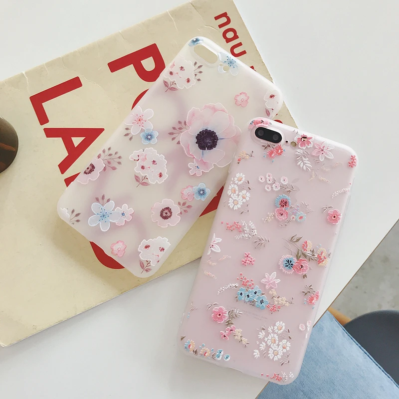 3D Рельефный цветочный Мягкий чехол из ТПУ для iPhone 11 Pro XS Max XR X силиконовая задняя