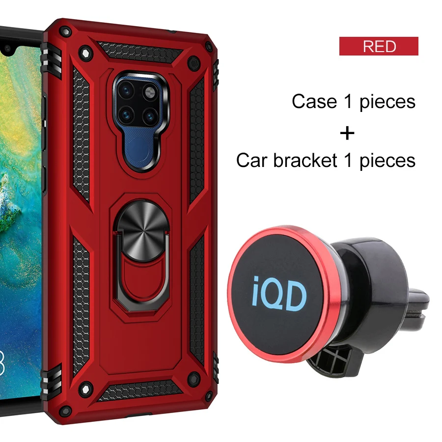 Red (And Bracket) IQD для huawei P20 lite чехол кольцо Кронштейн Автомобильный держатель телефона вращающийся металлический скрытый для huawei P30 mate 20 Lite P20 P30 Pro Чехол - Цвет: Red (And Bracket)
