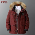 Мужская парка на пуху-30 градусов, Зимняя Толстая теплая куртка, повседневная куртка на белом утином пуху с меховым воротником и капюшоном, Мужская ветровка, пальто