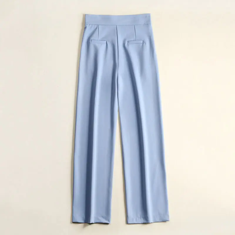 

Three-color Five-yard 2021 Spring and Summer New High-waist Wide-leg Pants Temperament Casual Pants Side Zipper Pants Women