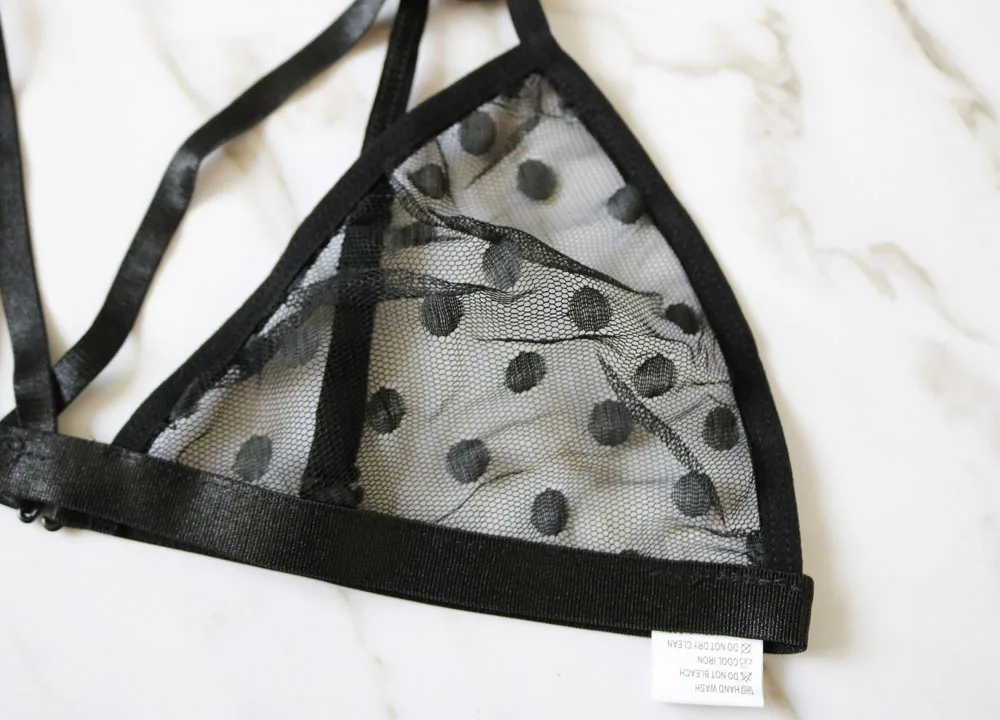 

Sexy Underwear Set Breathable Bralette Sexi Underpants Dots Sheer Mesh Lingerie Set Invisible Bra Women Sexy Red Lingerie Set