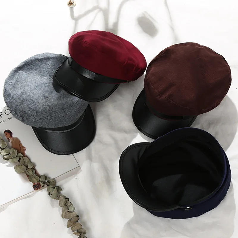 Модная военная шапка из искусственной кожи сезон осень-зима шерстяная