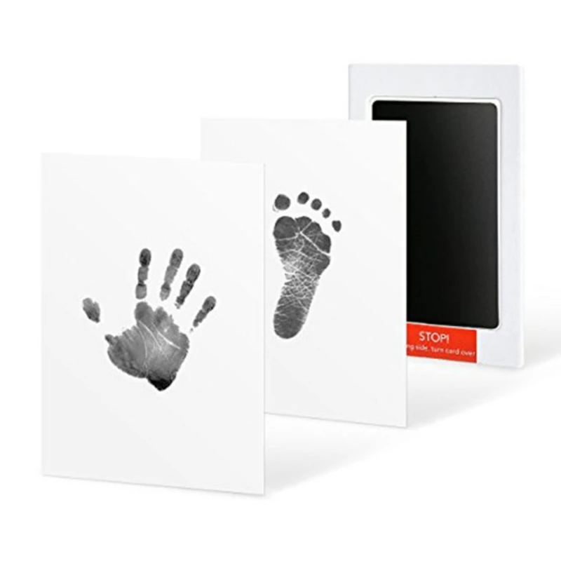 

Newborn Baby Footprint Handprint Kit Durable Safe Nontoxic Ink Pad Imprint Cards Paper Photo Frame Clips Hemp Rope C5AF