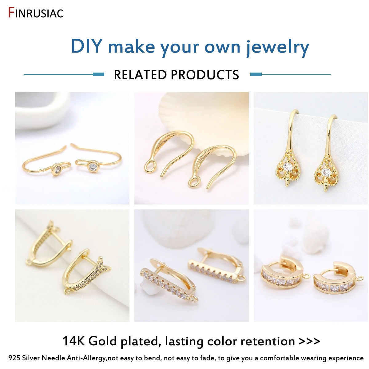 14k Gold Plated Earring Cabochon Base Blank Post Earring Settings DIY Jewelry Making Findings Inner diameter 6mm 8mm 10mm 12mm images - 6