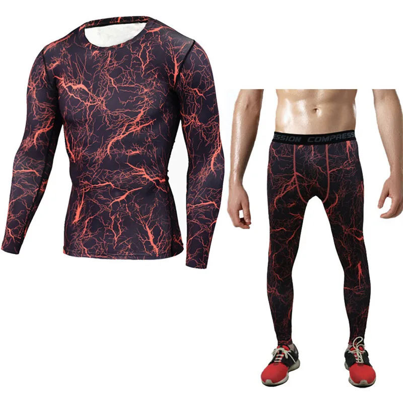 

Men's sports suit autumn winter models camouflage quick-drying breathable fitness long-sleeved trousers running training suit