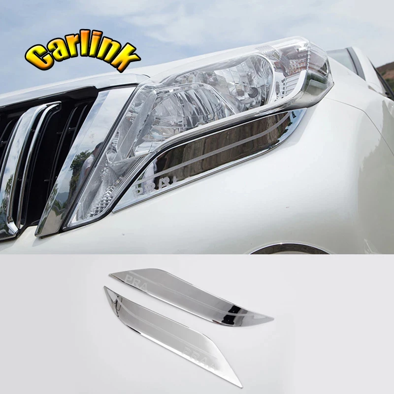 For Toyota Land Cruiser Prado FJ150 FJ 150 2014-2017 ABS Chrome Front Headlight lamp strip cover Trim accessories 2pcs
