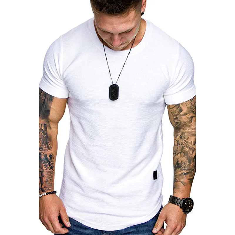 

5 Colors summer Men Short sleeveT Shirt Casual Round Neck Fashion Elastic Fit Funny Streetwear Solid Tshirt Hip Hop Tops S-XXL