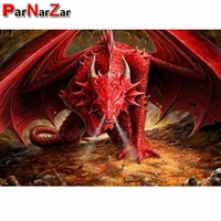 parnarzar diy 5d diamond painting red dragon full round square drill kit rhinestone picture art craft for home wall decor