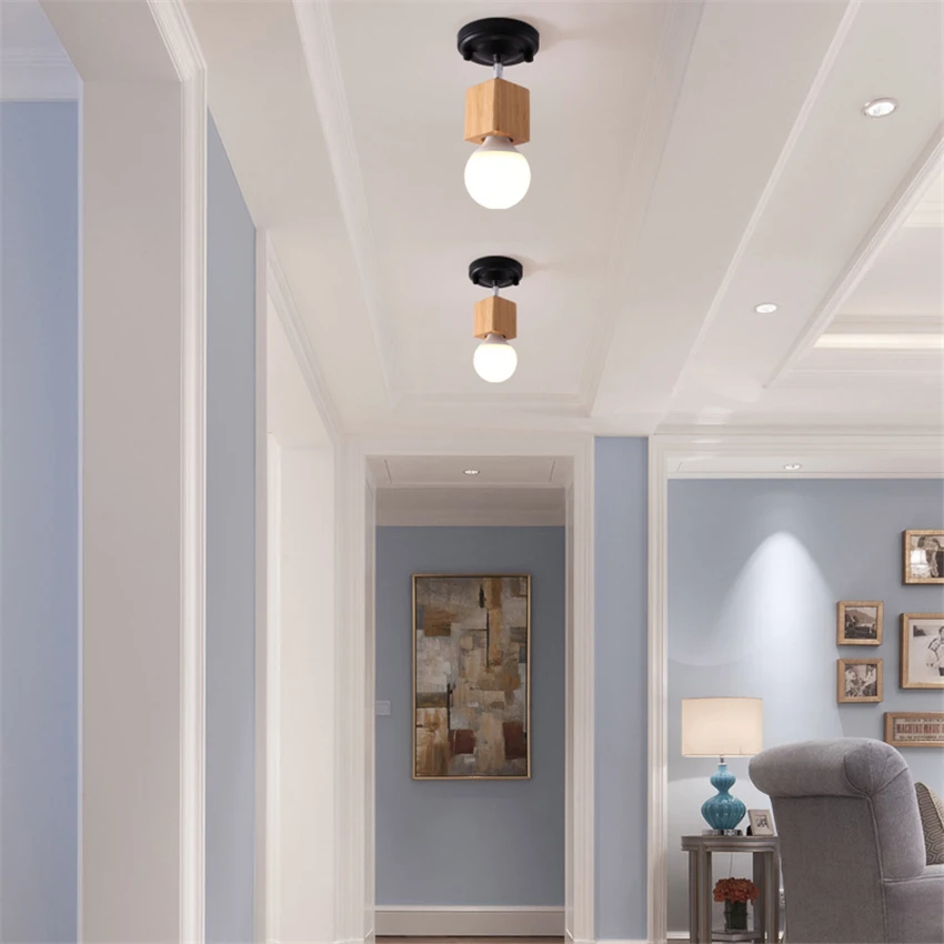 Современные вращающиеся потолочные светильники из твердой древесины в