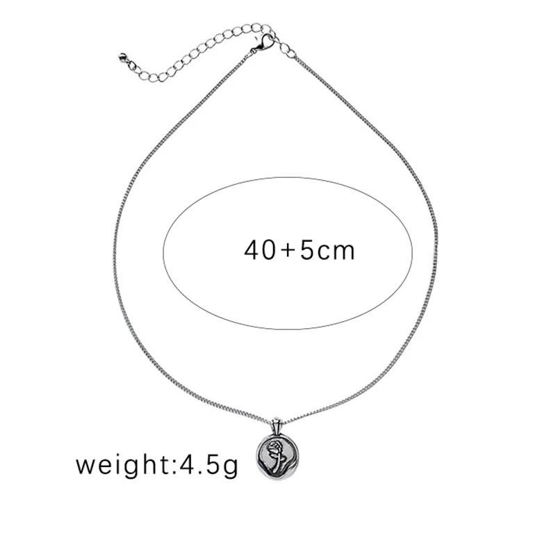 

Vintage Rose Pendant Necklace For Women Antique Silver Color European Jewerly Female Street Accessories Puck Rock Necklaces