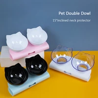pet non slip cat bowls double with raised stand pet food and water bowls for cats dogs feeders pet products protection cervical